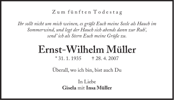 Traueranzeige von Ernst-Wilhelm Müller von Süddeutsche Zeitung