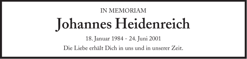  Traueranzeige für Johannes Heidenreich vom 23.06.2012 aus Süddeutsche Zeitung