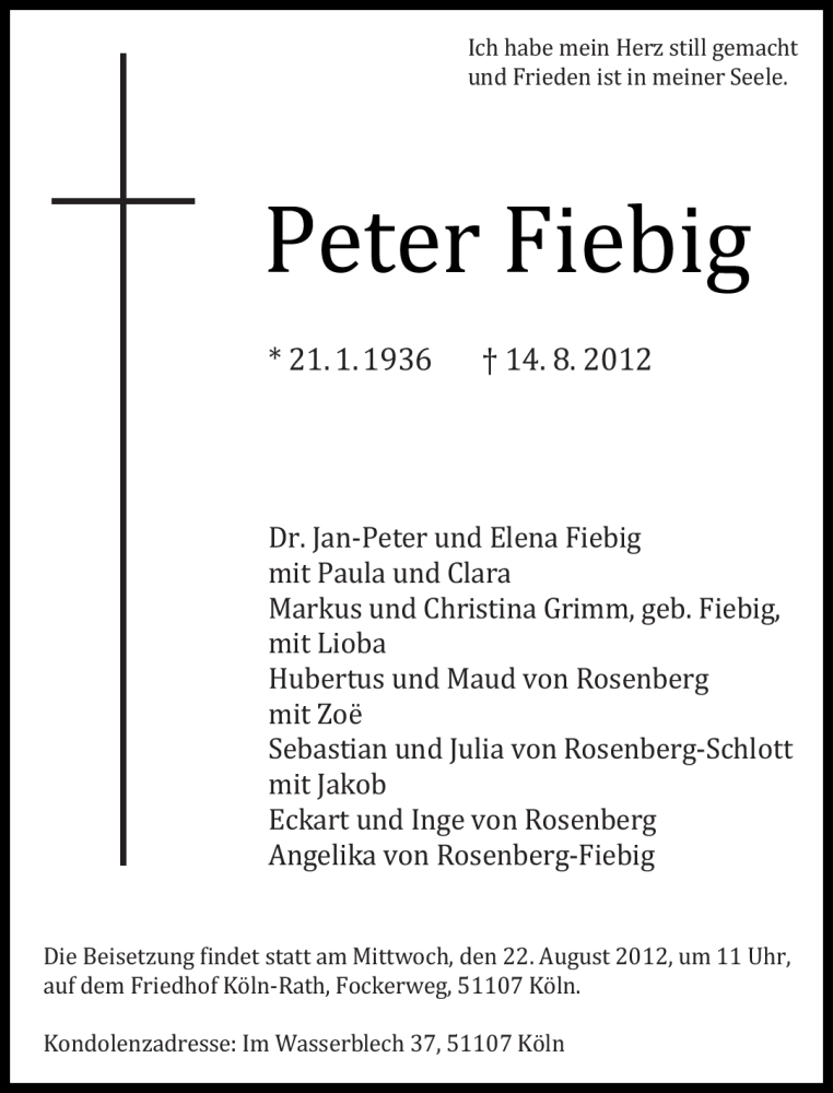 Traueranzeigen Von Peter Fiebig Sz Gedenken De