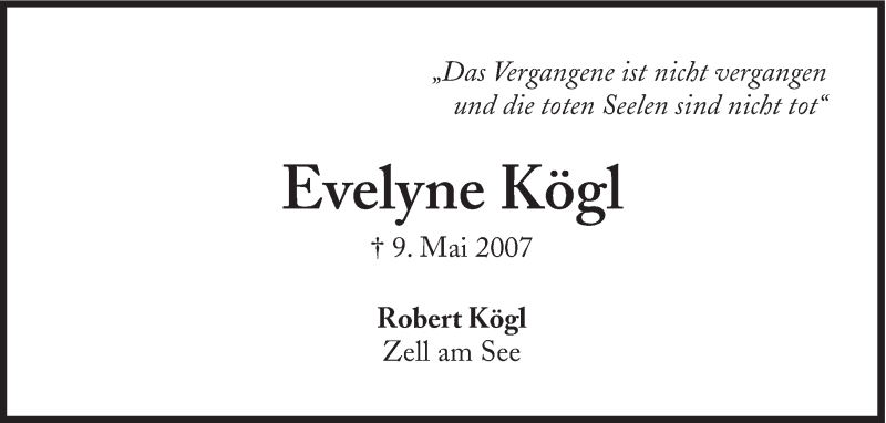  Traueranzeige für Evelyne Kögl vom 08.05.2013 aus Süddeutsche Zeitung