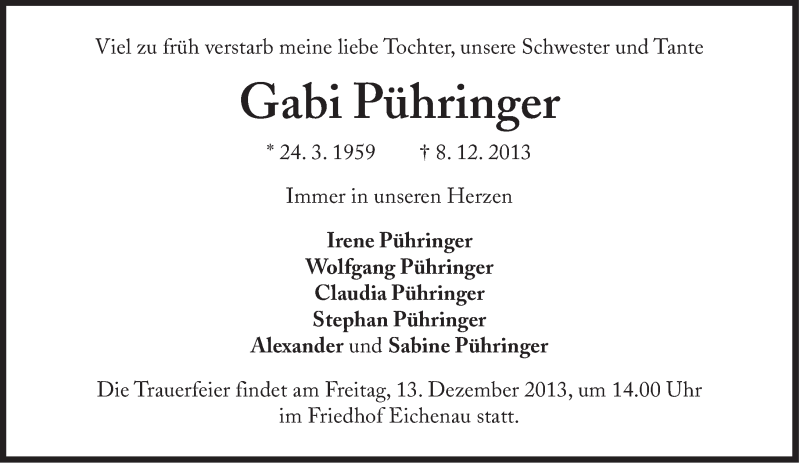 Traueranzeigen Von Gabi P Hringer Sz Gedenken De