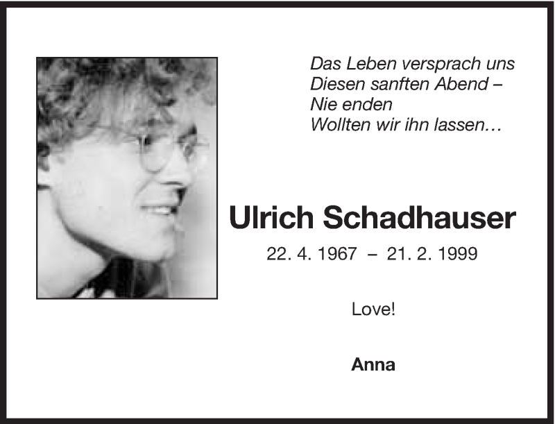  Traueranzeige für Ulrich Schadhauser vom 22.02.2014 aus Süddeutsche Zeitung