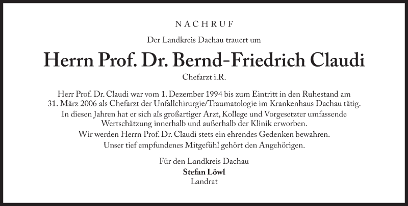  Traueranzeige für Bernd-Friedrich Claudi vom 09.09.2014 aus Süddeutsche Zeitung
