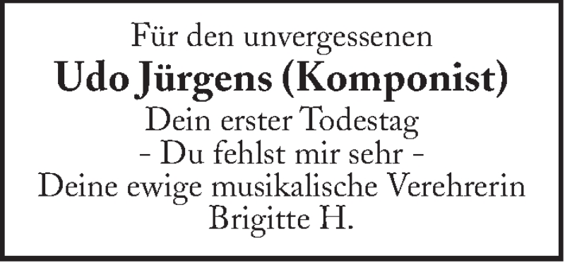  Traueranzeige für Udo Jürgens vom 21.12.2015 aus Süddeutsche Zeitung
