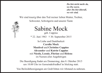 Traueranzeigen Von Sabine Mock SZ Gedenken De