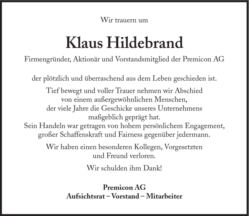 Traueranzeigen Von Klaus Hildebrand SZ Gedenken De