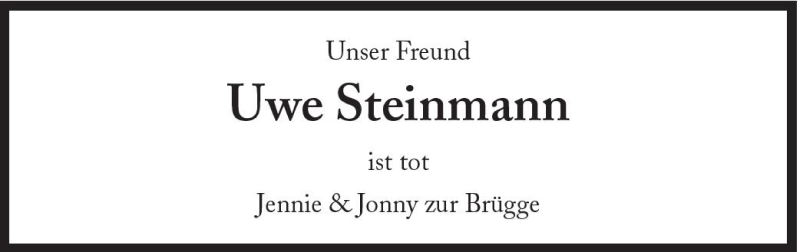 Traueranzeigen Von Uwe Steinmann SZ Gedenken De