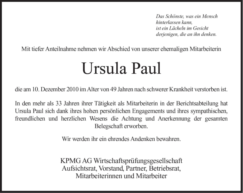 Traueranzeigen Von Paul Ursula SZ Gedenken De