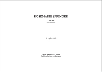 Traueranzeigen Von Rosemarie Springer SZ Gedenken De