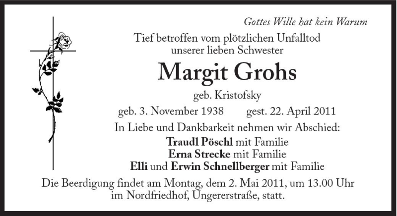 Traueranzeigen Von Margit Grohs SZ Gedenken De