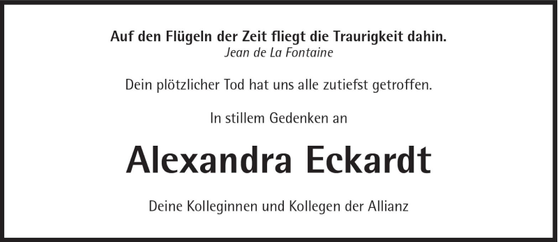 Traueranzeigen Von Alexandra Eckardt Sz Gedenken De