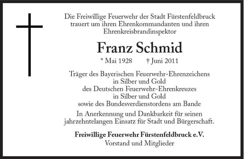 Traueranzeigen Von Franz Schmid Sz Gedenken De