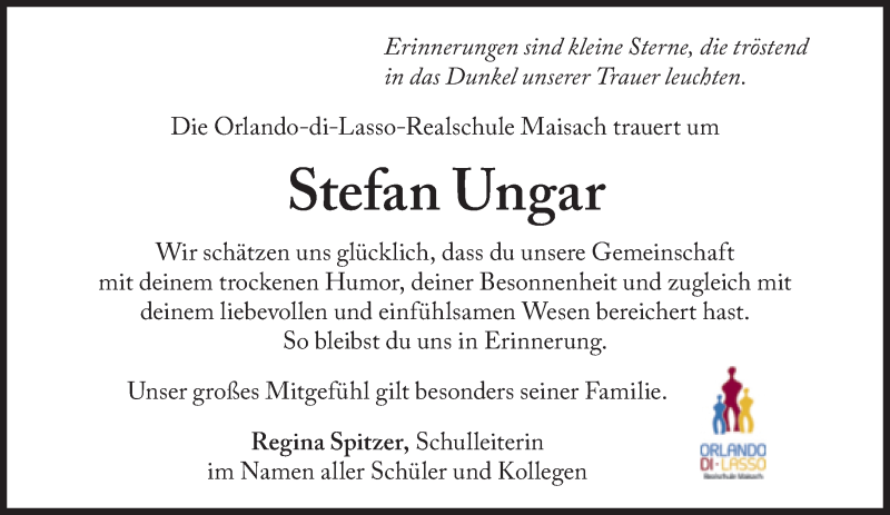  Traueranzeige für Stefan Ungar vom 01.12.2016 aus Süddeutsche Zeitung