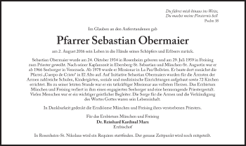 Traueranzeigen Von Sebastian Obermaier Sz Gedenken De