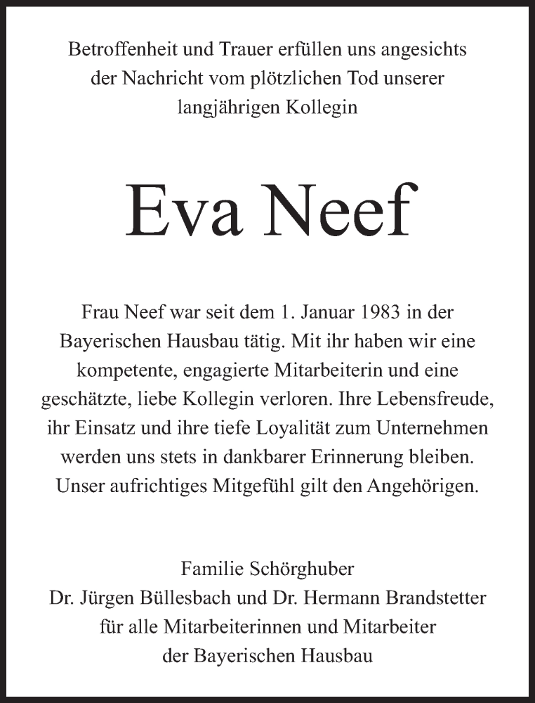  Traueranzeige für Eva-Maria Neef vom 29.03.2017 aus Süddeutsche Zeitung