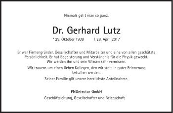 Traueranzeige von Gerhard Lutz von Süddeutsche Zeitung