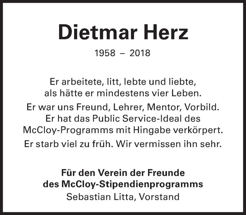 Traueranzeige für Dietmar Herz vom 14.03.2018 aus Süddeutsche Zeitung