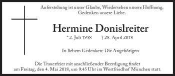 Traueranzeige von Hermine Donislreiter von Süddeutsche Zeitung