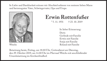 Traueranzeigen Von Erwin Rottenfu Er Sz Gedenken De