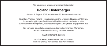 Traueranzeigen Von Roland Hinterberger Sz Gedenken De