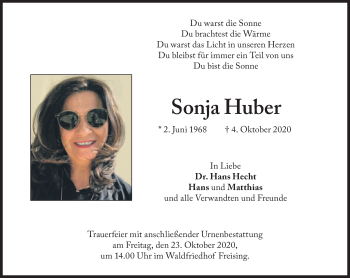 Traueranzeigen Von Sonja Huber Sz Gedenken De