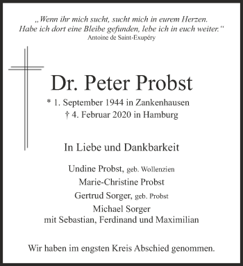 Traueranzeigen Von Peter Probst Sz Gedenken De