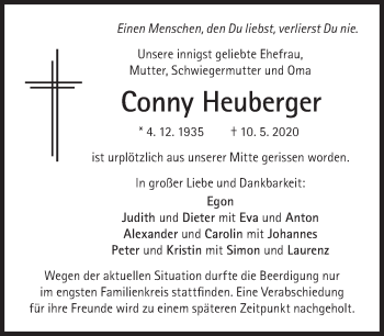 Traueranzeige von Conny Heuberger von Süddeutsche Zeitung