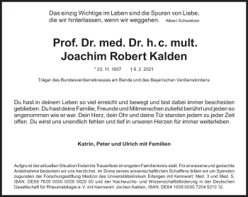 Traueranzeigen Von Joachim Robert Kalden SZ Gedenken De