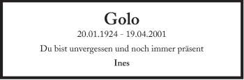 Traueranzeige von Golo  von Süddeutsche Zeitung