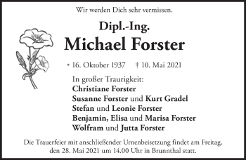 Traueranzeige von Michael Forster von Süddeutsche Zeitung