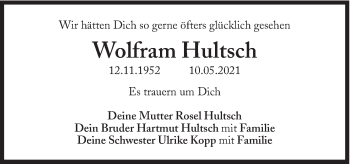 Traueranzeige von Wolfram Hultsch von Süddeutsche Zeitung