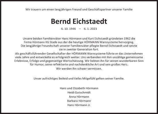 Traueranzeigen Von Bernd Eichstaedt Sz Gedenken De