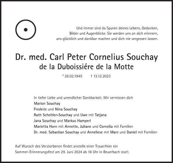 Traueranzeigen Von Carl Peter Cornelius Souchay Sz Gedenken De