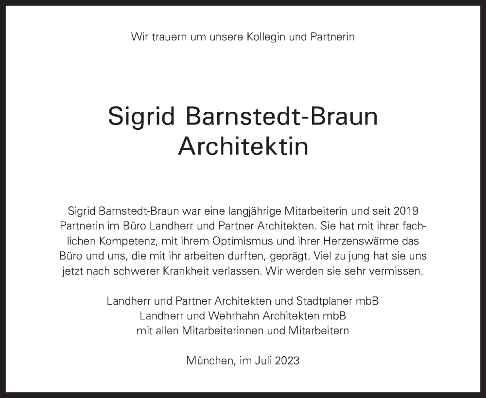 Traueranzeigen Von Sigrid Barnstedt Braun Sz Gedenken De