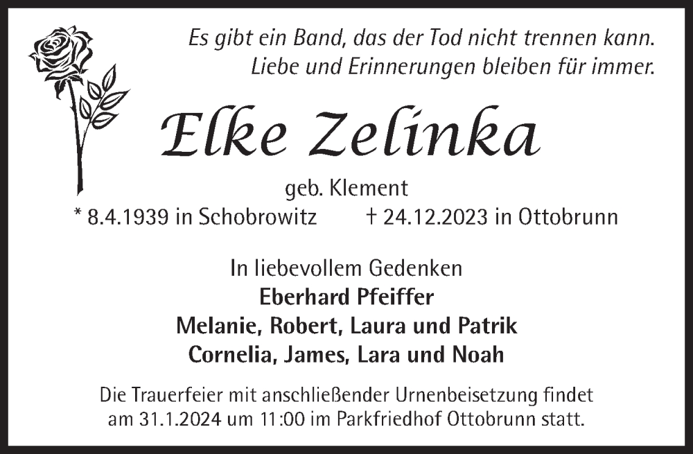 Traueranzeigen Von Elke Zelinka SZ Gedenken De