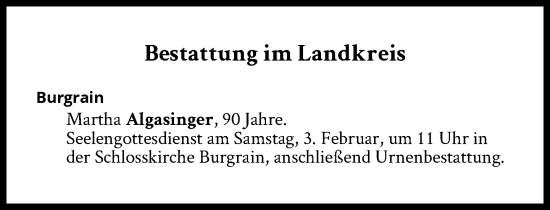 Traueranzeige von Bestattungen vom 03.02.2024 von Süddeutsche Zeitung