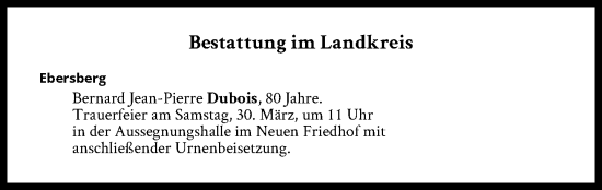 Traueranzeige von Bestattungen vom 30.03.2024 von Süddeutsche Zeitung