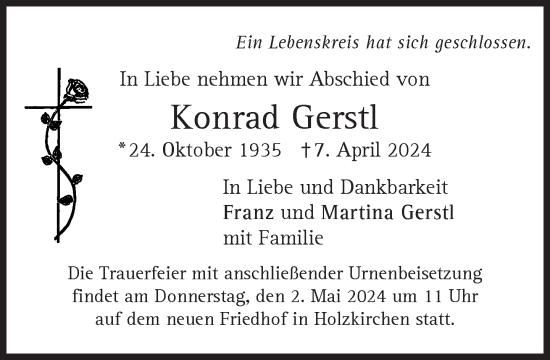 Traueranzeige von Konrad Gerstl von Süddeutsche Zeitung