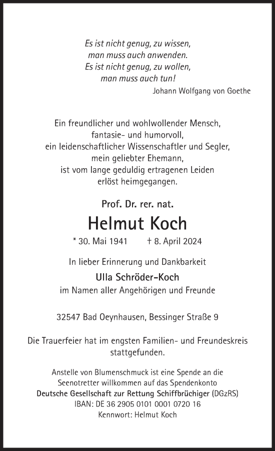 Traueranzeige von Helmut Koch von Süddeutsche Zeitung