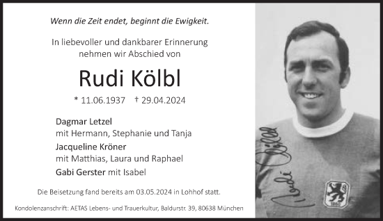 Traueranzeige von Rudi Kölbl von Süddeutsche Zeitung