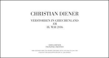 Traueranzeige von Christian Diener von Süddeutsche Zeitung