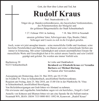 Traueranzeige von Rudolf Kraus von Süddeutsche Zeitung