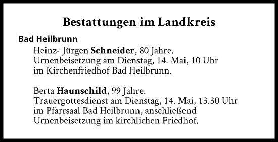 Traueranzeige von Bestattungen vom 14.05.2024 von Süddeutsche Zeitung