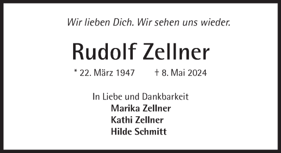 Traueranzeige von Rudolf Zellner von Süddeutsche Zeitung