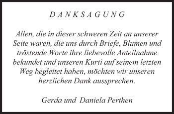 Traueranzeige von Kurt Perthen von Süddeutsche Zeitung