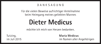 Traueranzeige von Dieter Medicus von Süddeutsche Zeitung