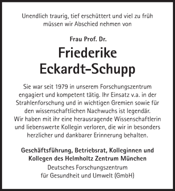 Traueranzeige von Friederike Eckardt-Schupp von Süddeutsche Zeitung