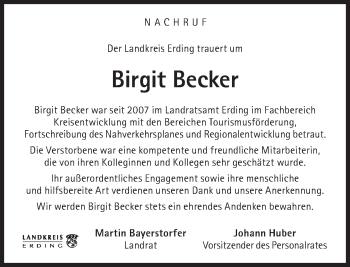 Traueranzeige von Birgit Becker von Süddeutsche Zeitung