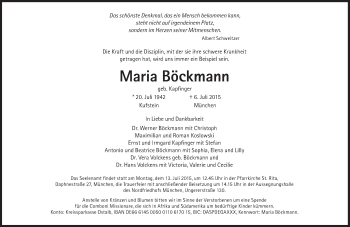 Traueranzeige von Maria Böckmann von Süddeutsche Zeitung