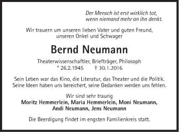 Traueranzeige von Bernd Neumann von Süddeutsche Zeitung